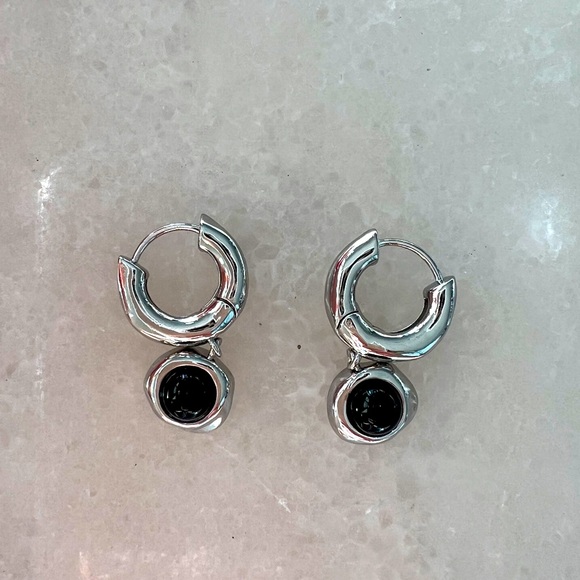 s925 post-needle earrings with natural stone - Picture 3 of 3